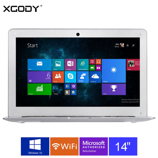 Notebook Computer 14 inch Windows 10, 2GB RAM 32GB ROM Intel Atom Z3735F 1.8Ghz, WiFi OTG HDMI 10000mAh