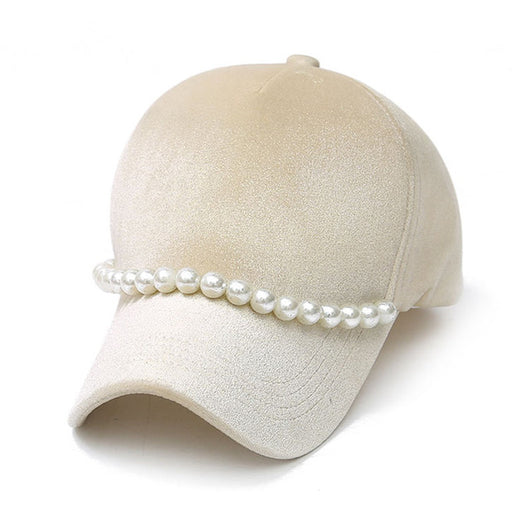 Hat Nice Pleuch Fancy Pink Faux Fur Beaded Baseball ,Club Noble String Adjustable Hat