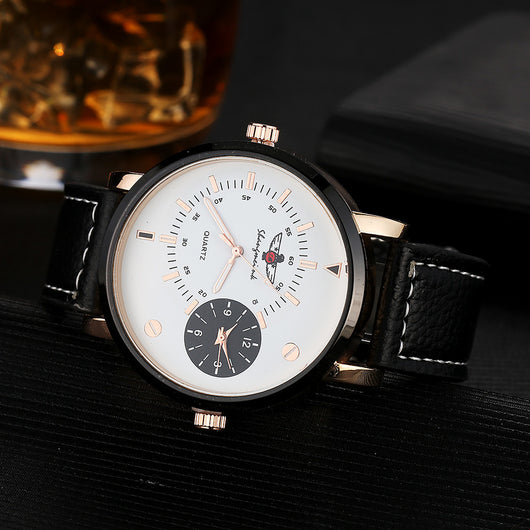 Leather Quartz Analog Army Men's Date Wrist Watches