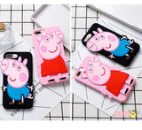 Peppa Pig 3D Cartoon  Soft Silicone Back Phone Case Cover For iPhone 6S/7/8 Plus