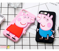 Peppa Pig 3D Cartoon  Soft Silicone Back Phone Case Cover For iPhone 6S/7/8 Plus