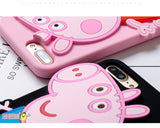 Peppa Pig 3D Cartoon  Soft Silicone Back Phone Case Cover For iPhone 6S/7/8 Plus
