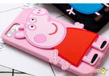 Peppa Pig 3D Cartoon  Soft Silicone Back Phone Case Cover For iPhone 6S/7/8 Plus