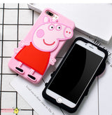 Peppa Pig 3D Cartoon  Soft Silicone Back Phone Case Cover For iPhone 6S/7/8 Plus