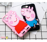 Peppa Pig 3D Cartoon  Soft Silicone Back Phone Case Cover For iPhone 6S/7/8 Plus