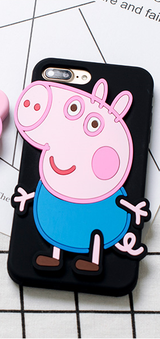 Peppa Pig 3D Cartoon  Soft Silicone Back Phone Case Cover For iPhone 6S/7/8 Plus