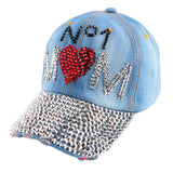 Hat girl denim baseball caps heart shaped  rhinestone jeans snapback hats
