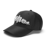 Hat Baseball Black Hats Young Girls Bone Snapback Caps with 3D Crystal Diamond Flowers