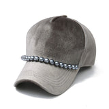 Hat Nice Pleuch Fancy Pink Faux Fur Beaded Baseball ,Club Noble String Adjustable Hat