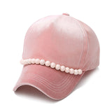 Hat Nice Pleuch Fancy Pink Faux Fur Beaded Baseball ,Club Noble String Adjustable Hat