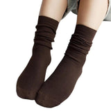 Girls Womens Soft knitting Socks Casual Cotton middle Solid 1Pair