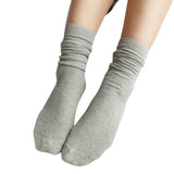 Girls Womens Soft knitting Socks Casual Cotton middle Solid 1Pair