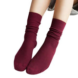 Girls Womens Soft knitting Socks Casual Cotton middle Solid 1Pair