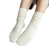 Girls Womens Soft knitting Socks Casual Cotton middle Solid 1Pair