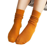 Girls Womens Soft knitting Socks Casual Cotton middle Solid 1Pair