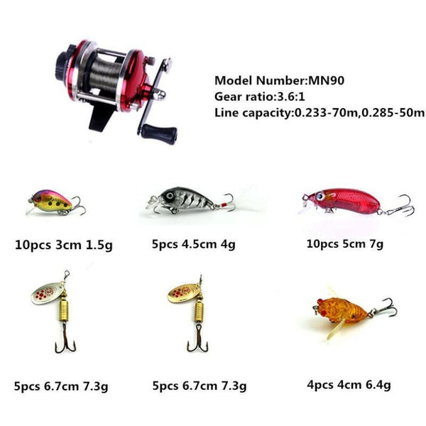 Fishing Lures 4 different Models  +1PC Fishing wheel 40PC
