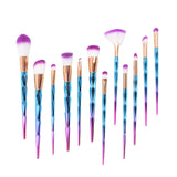 Makeup Brush Diamond Shaped Set+Big Fish Tail Foundation Powder Eyeshadow 12pcs