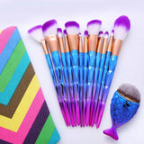 Makeup Brush Diamond Shaped Set+Big Fish Tail Foundation Powder Eyeshadow 12pcs