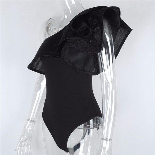 Womens Summer Jumpsuit One-shoulder Party Bodysuit Vintage Bodysuit
