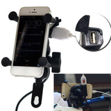 Motorcycle Cell Phone & GPS Mount Holder 12v with USB Charger 5V/2A For Electric Bicycle Scooter ATV