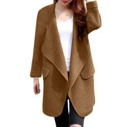 Winter Coat Wool Large Turn-down Collor/ Long Sweater Outwear casaco feminino