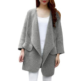 Winter Coat Wool Large Turn-down Collor/ Long Sweater Outwear casaco feminino