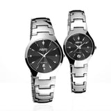 Quartz Stainless Steel Date Wrist Watches 1 Pair