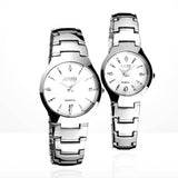 Quartz Stainless Steel Date Wrist Watches 1 Pair