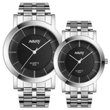 Quartz Stainless Steel Wrist Watches 1 pair for Men and Women