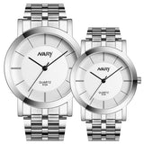 Quartz Stainless Steel Wrist Watches 1 pair for Men and Women