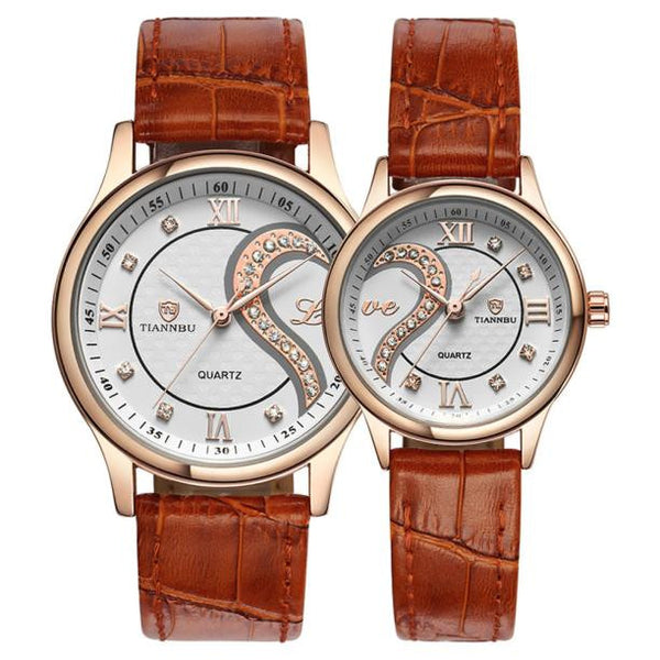 Ultrathin Leather Romantic Wrist Watches 1 Pair