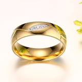 Engagement Ring Gold Color Titanium Steel Jewelry