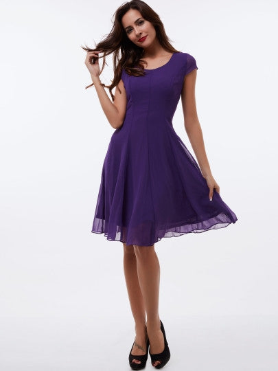 Cloth Purple Cap Sleeve Women's Maxi Dress