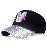 Hat fashion Butterfly Embroidery Peaked cap for women young lady Sequins summer sun hat cap