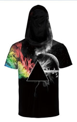 Hat Triangle Cap Short Sleeve T-shirt Casual Style Outwear Hooded Tshirt Young Men's Brand Top Tees Plus Size