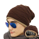Hat Men's Soft Lined Thick Knit Skull Cap Warm Winter Slouchy Beanies Hat