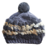 Hat Real Natural Rabbit Fur Pompom Knitting winter  Hats