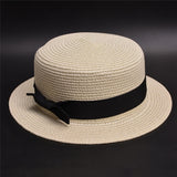 Hat Chapeau FemininoRibbon Flat Top Straw/Panama Sun/Elegant Fedoras/Beach Hats
